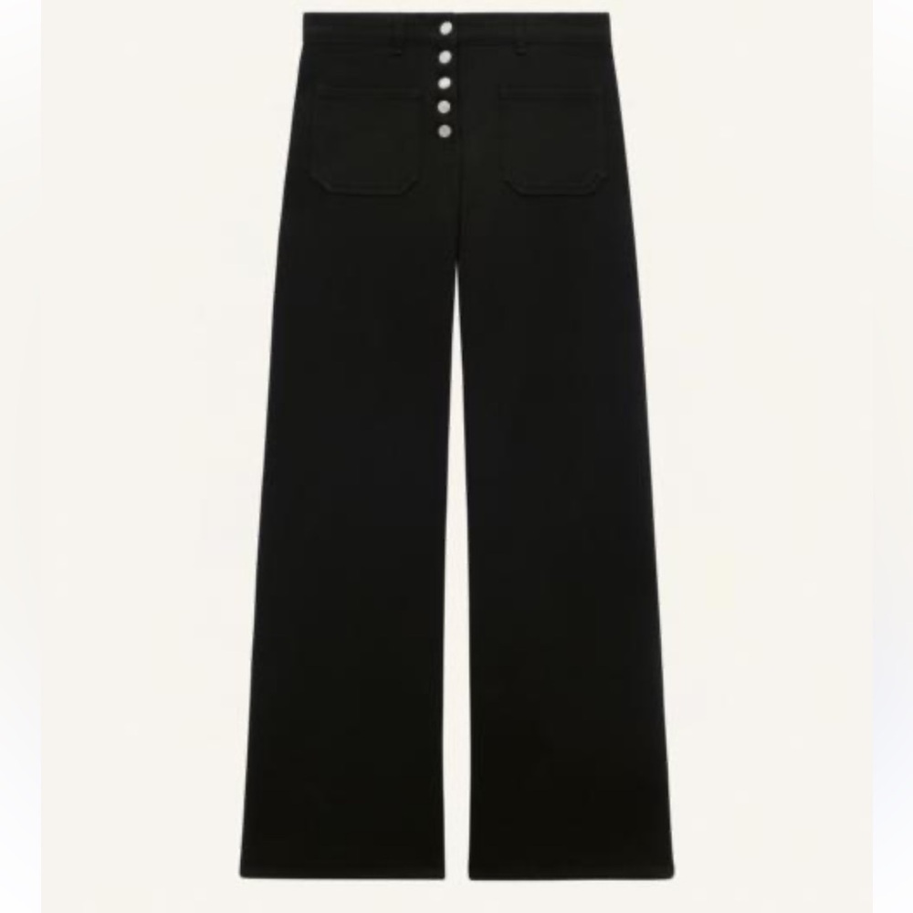 Courreges Paris Womens MULTIFLEX DENIM BAGGY Wide Leg Jeans Size 36 Black